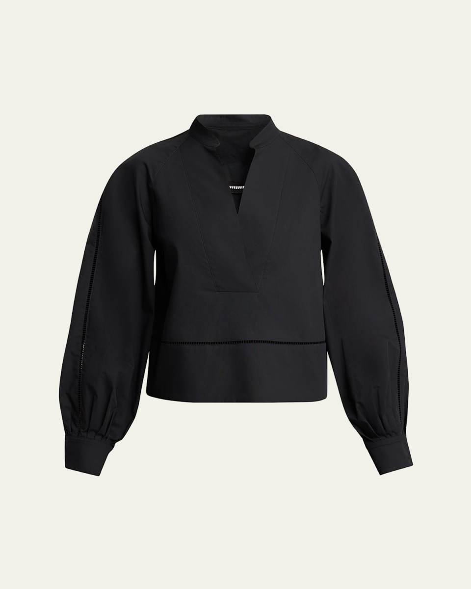 Grayson Ladder Stitch Poplin Top